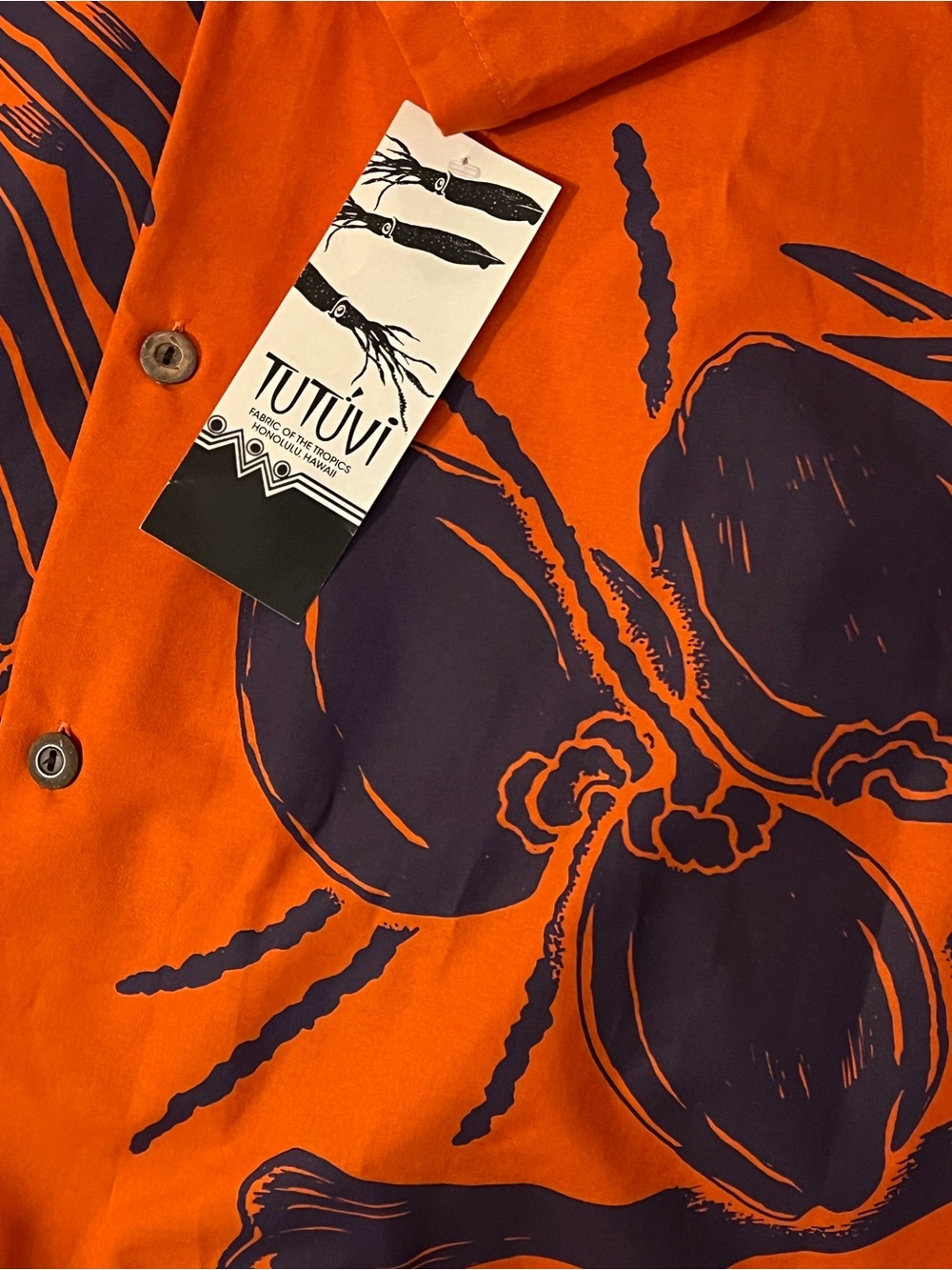 Tutuvi Men's Orange & Navy Coconut Button-Up Shirt